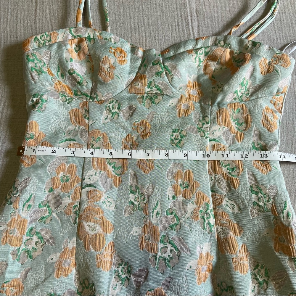 NWOT Lulus Enviable Aesthetic Light Blue Floral Jacquard Bustier Midi Dr… - Picture 8 of 11